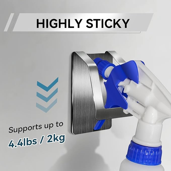 KIHOGEM Spray Bottle Hanger, Adhesive Spray Bottle Hook Stainless Steel Spray - Image 4