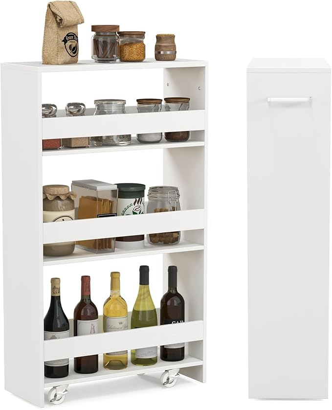 LOKO 4-Tier Rolling Storage Cart, 8 Inches Slim Kitchen Cart on Wheels by LOKO