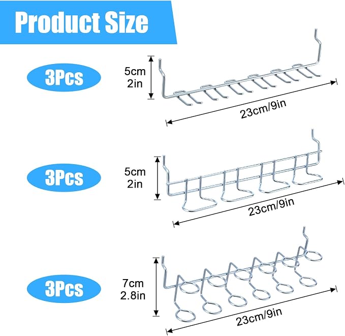Kenaoeoe 9 Pcs Pegboard Screwdriver Holders Stainless Steel Multi-Ring Peg - Image 2