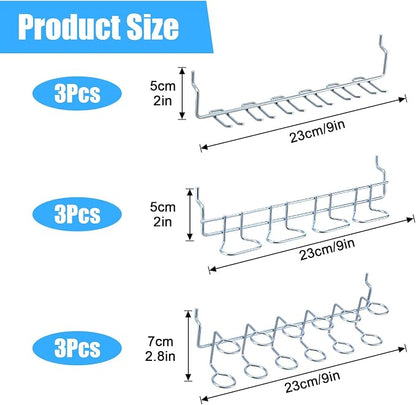 Kenaoeoe 9 Pcs Pegboard Screwdriver Holders Stainless Steel Multi-Ring Peg - Image 2