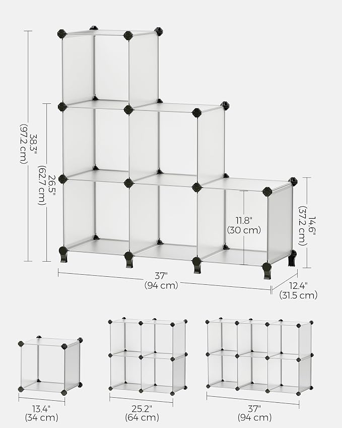 SONGMICS 6 Cube Storage Organizer, DIY Closet Shelf, Plastic Clothes Organizer - Image 6