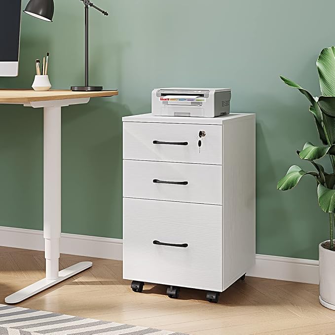 Panana 3 Drawer Wood Mobile File Cabinet, Under Desk Storage Drawers Small File - Image 8