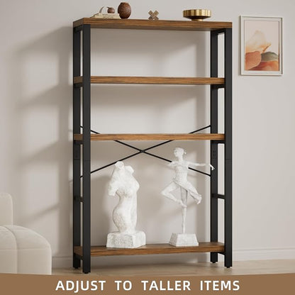 5-Tier 39.37" Wide Heavy Duty Bookshelf, Industrial Wood and Metal Bookshelf - Image 5