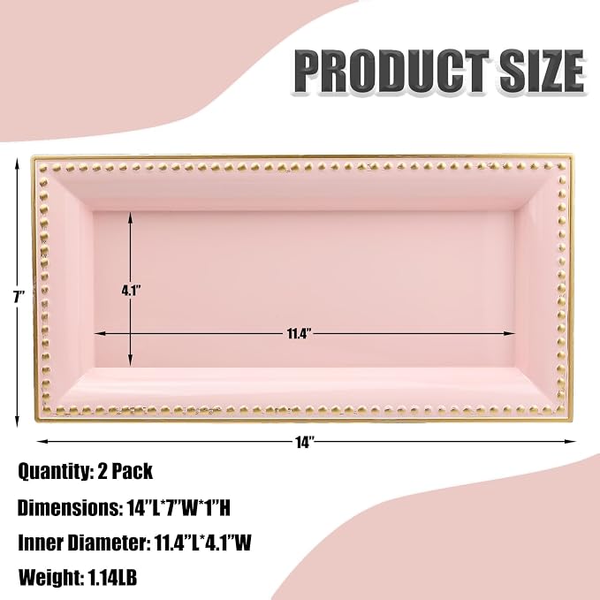 2 Pack Pink Bathroom Vanity Tray - Image 5
