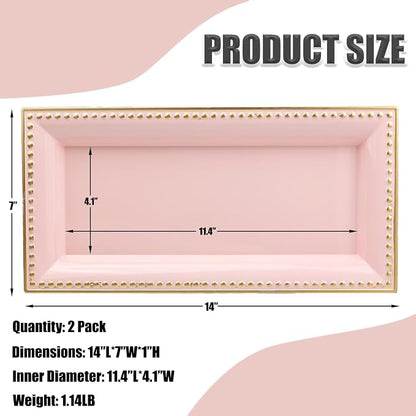 2 Pack Pink Bathroom Vanity Tray - Image 5