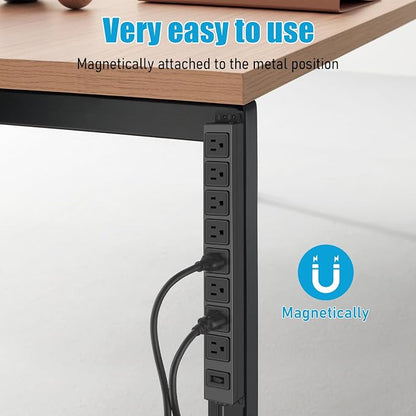 HHSOET Magnetic Mount Power Strip, 8 Outlet Mountable Socket, Metal Heavy Duty - Image 3