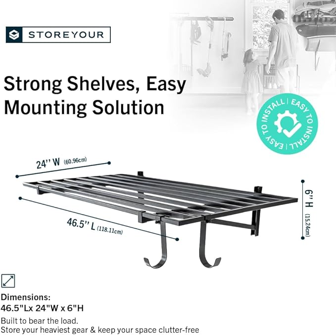StoreYourBoard Heavy Duty Garage Shelf Wall Mount 2ft x 4ft – Wall-Mounted - Image 2