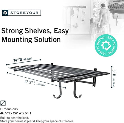 StoreYourBoard Heavy Duty Garage Shelf Wall Mount 2ft x 4ft – Wall-Mounted - Image 2