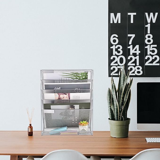 EASEPRES Desk File Organizer Mesh 6-Tier, Hanging Wall Mount Document - Image 3