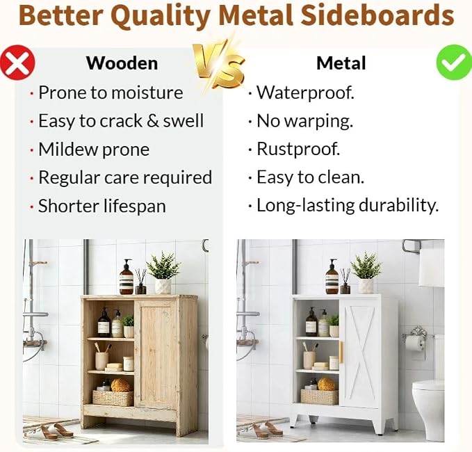 Kitchen Sideboard Buffet with Storage, Adjustable Shelves, Small Pantry Storage - Image 6