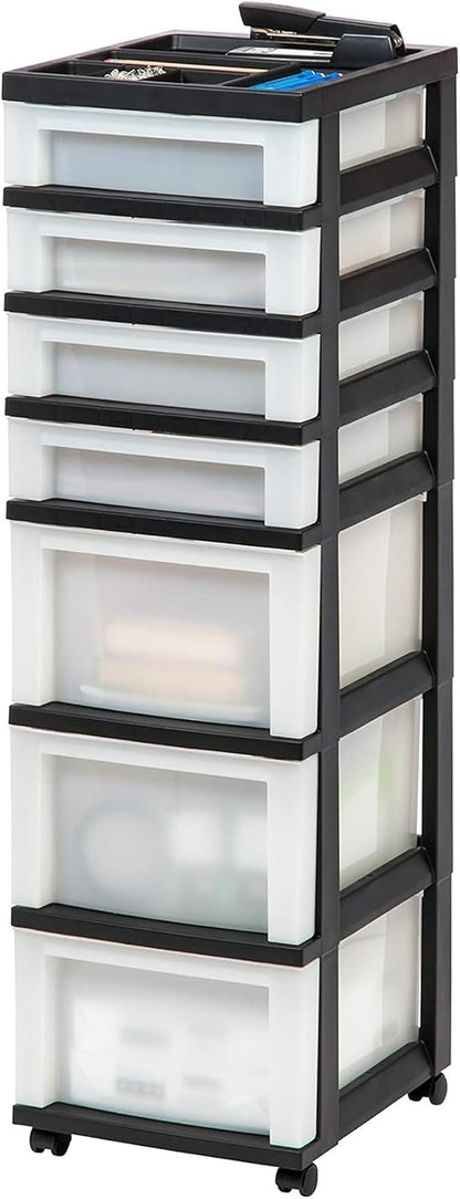 IRIS USA 2 Pack 7-Drawer Plastic Storage Rolling Organizer Cart - Image 8