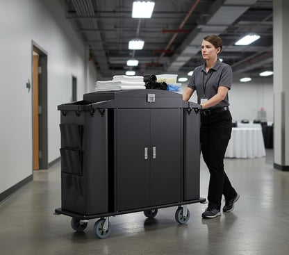 Heavy Duty Metal Housekeeping Janitorial Cart - Image 3