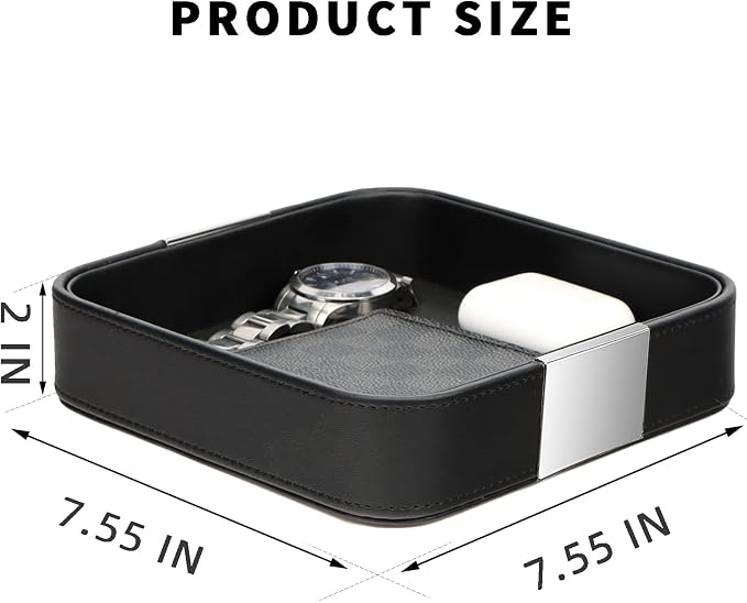 SANZIE Luxury Leather Desktop Storage Small Catchall Organizer Decorative Tray - Image 6