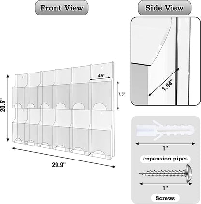 Acrylic Brochure Pamphlet Holder, 12 Pamphlet Holders, Trifold Flyer Rack - Image 2