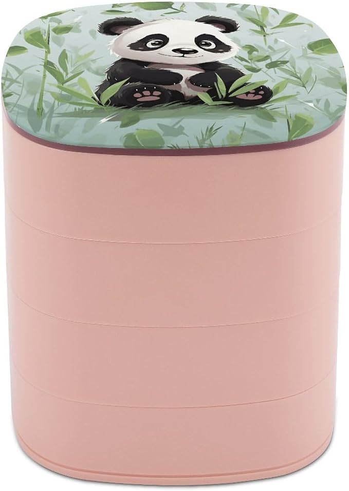 Panda Bamboo Rotating Jewelry Organizer Box 4-Layer 360° Rotatable ABS Jewelry by CSGJMYGS