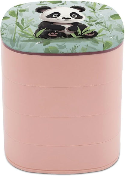 Panda Bamboo Rotating Jewelry Organizer Box 4-Layer 360° Rotatable ABS Jewelry by CSGJMYGS