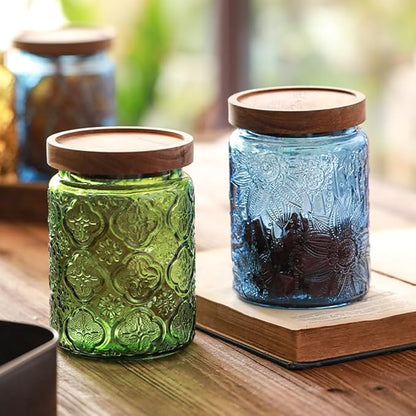 Set of 2 Vintage Blue Glass Storage Jars, 23.7 oz Mason Jars - Image 4