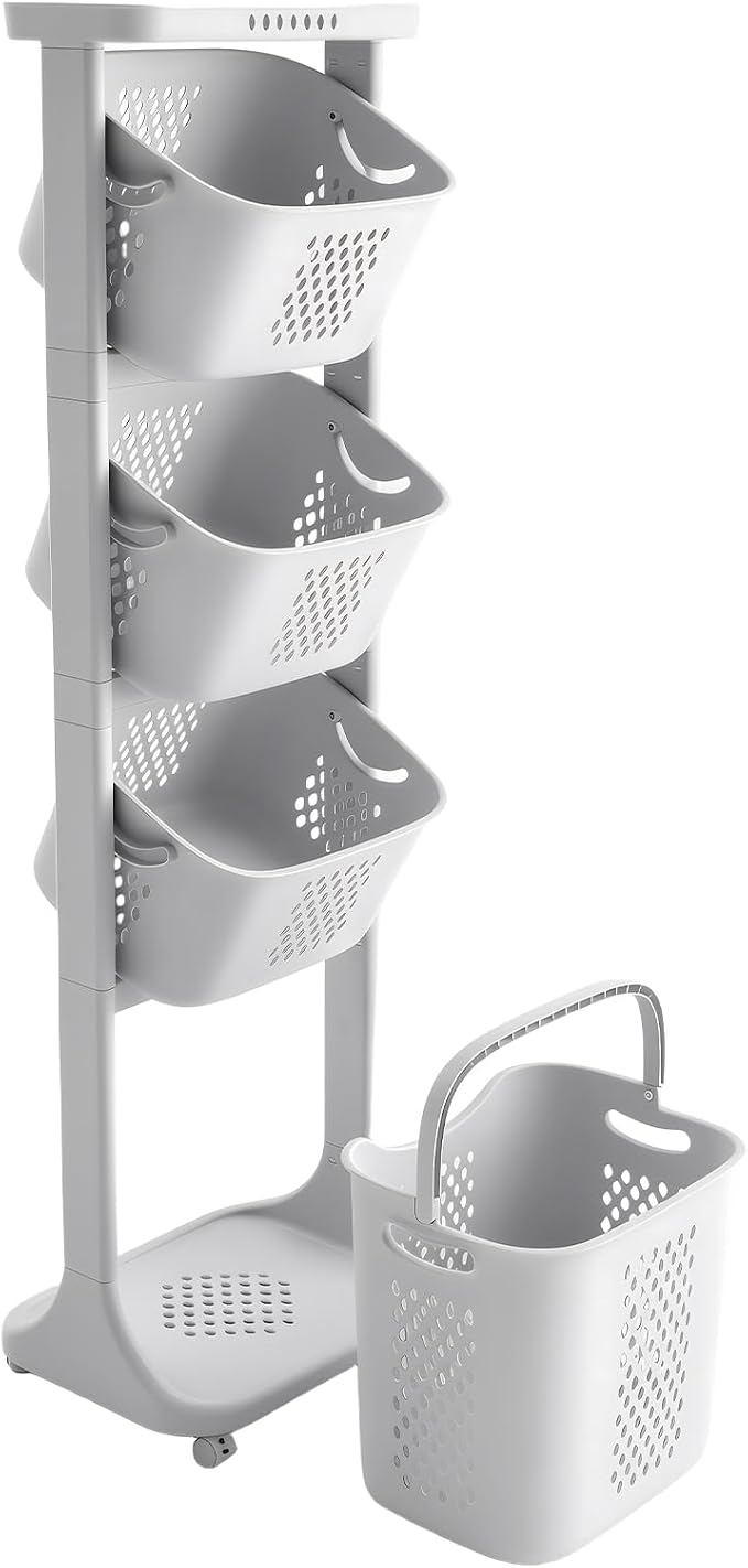 4-Tier Rolling Laundry Hamper Cart by Emlovosy