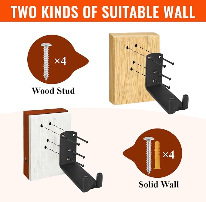 Bike Pedal Hanger Wall Mount, Heavy Duty Horizontal Bike Rack - Image 5