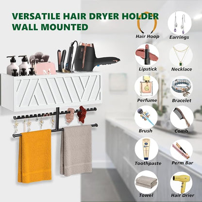 Rustic Hair Dryer Holder Wall Mounted, Hair Styling Tools & Accessories - Image 6
