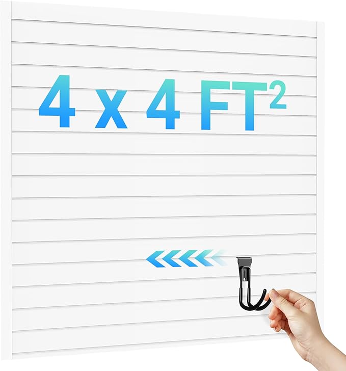 Ezlaino Slatwall Panel 4FT x 4FT, PVC Slat Wall Storage System, Waterproof by Ezlaino