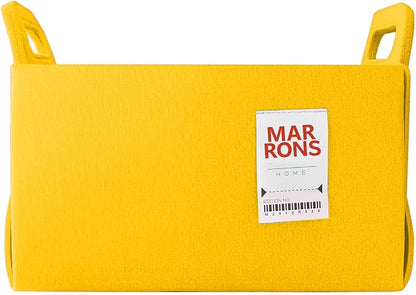 Collapsible Felt YELLOW Storage Bin Medium 11"x7.1"x7.1" – Foldable Basket by MARRONS