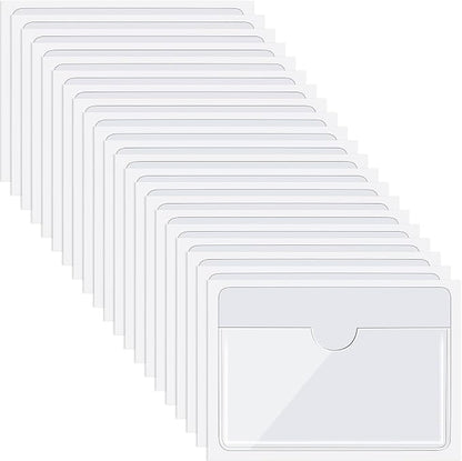 Chinco 50 Pack 2" x 3.75" Clear Adhesive Pockets, Index Card Pockets by Chinco