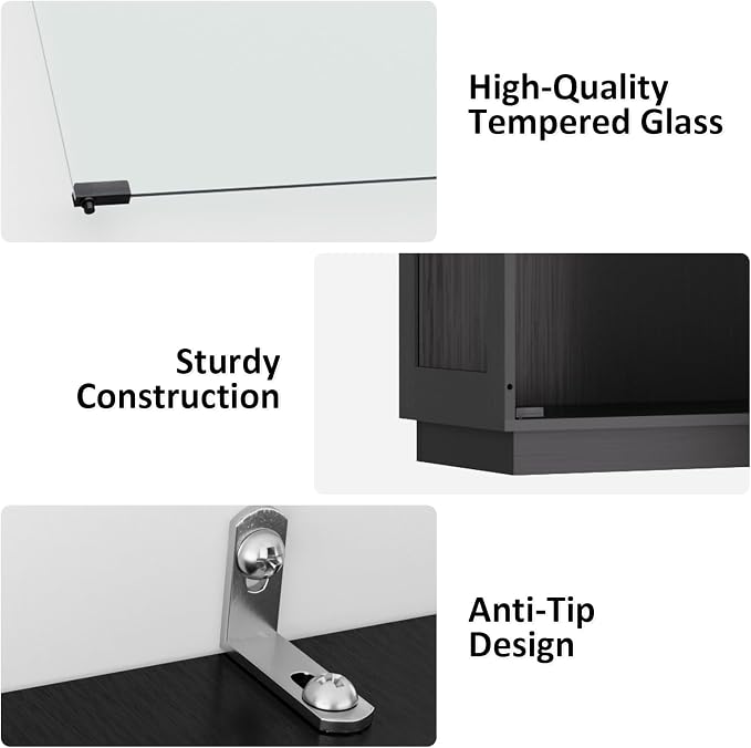 Display Cabinet with Glass Doors 4 Tier Glass Display Case with RGB LED Lights - Image 5