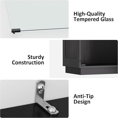 Display Cabinet with Glass Doors 4 Tier Glass Display Case with RGB LED Lights - Image 5