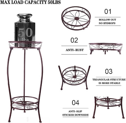 Metal Plant Stand, Indoor Outdoor 2 Tiers Tall Plant Stands, 27.1'' Iron Corner - Image 3