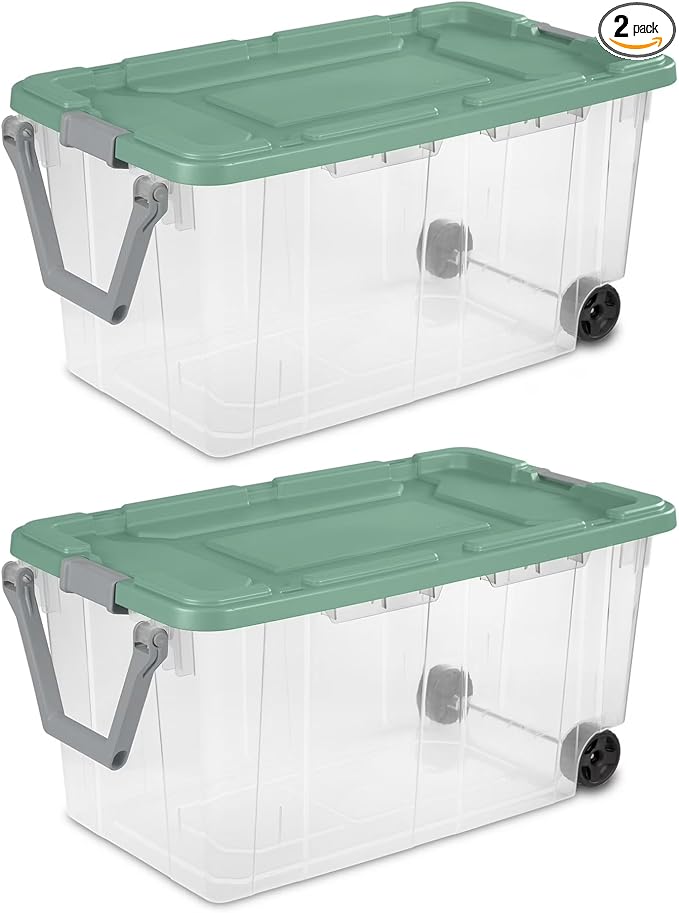 Extra Large Wheeled Storage Bin, 160 Quart Durable Clear Storage Container by Unknown