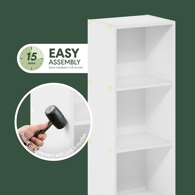 Furinno Pasir 3-Tier No Tool Assembly Open Shelf Bookcase - Image 4