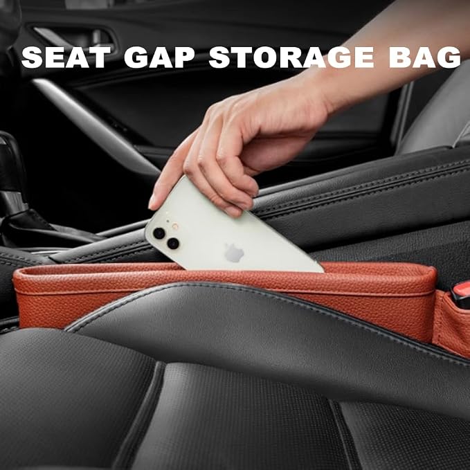 Tumecos Car Seat Pockets PU Leather Car Console Side Organizer Seat Catcher - Image 2
