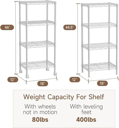 4 Tier Adjustable Storage Shelves, Heavy Duty Metal Utility Shelf Wire Shelving - Image 3