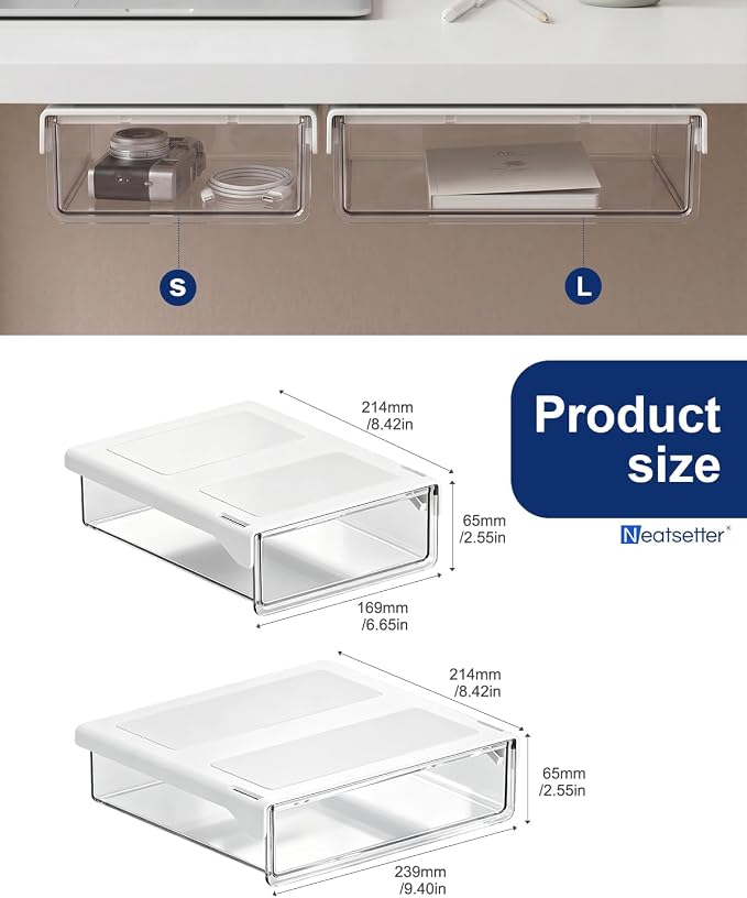 Clear Storage Drawer – 25° Tilted Front, Self-Adhesive Organizer - Image 8