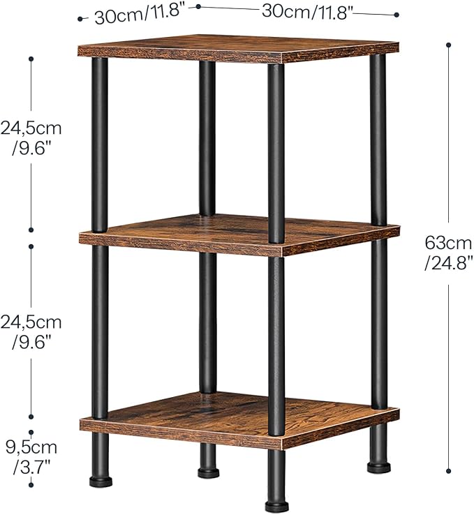 HOOBRO 3-Tier Corner Shelf Stand, Corner Square Rack Display Shelf, Tall - Image 3
