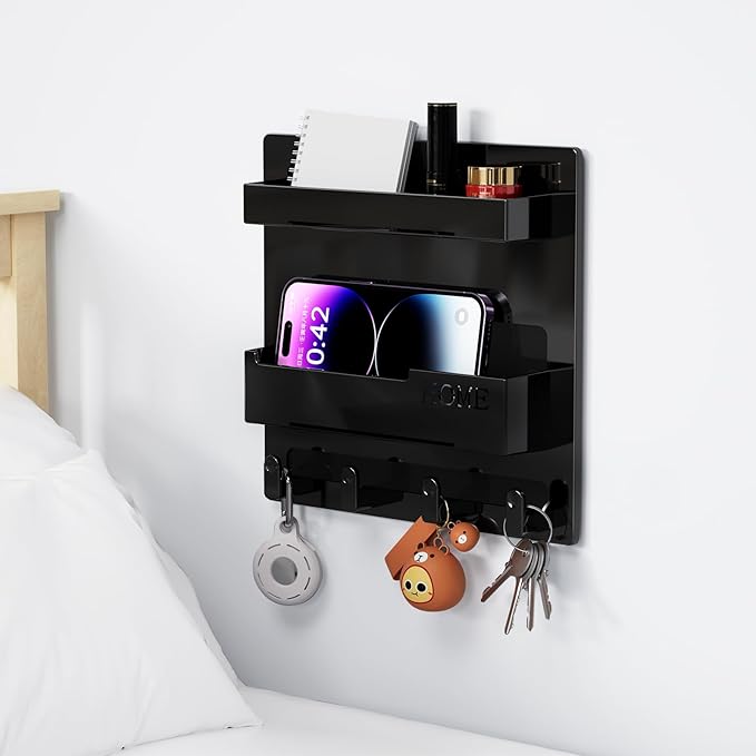 Bedside Wall Organizer, Wall Mount Self Stick On, Cute Room Decor Aesthetic - Image 2