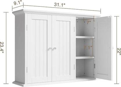 ChooChoo Laundry Cabinet with 3 Doors and Adjustable Shelves | 9.06"D x 31.1"W - Image 3