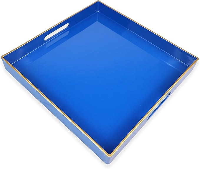 Spsyrine Blue Decorative Tray for Living Room, Square Modern Plastic Coffee by Spsyrine