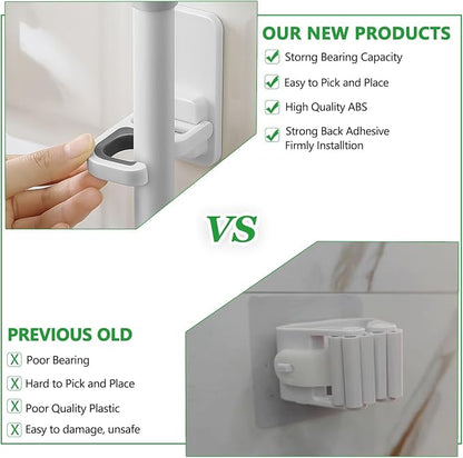 4pack Broom Holder Wall Mount Mop Holder Broom and Mop Gripper Self Adhesive No - Image 3