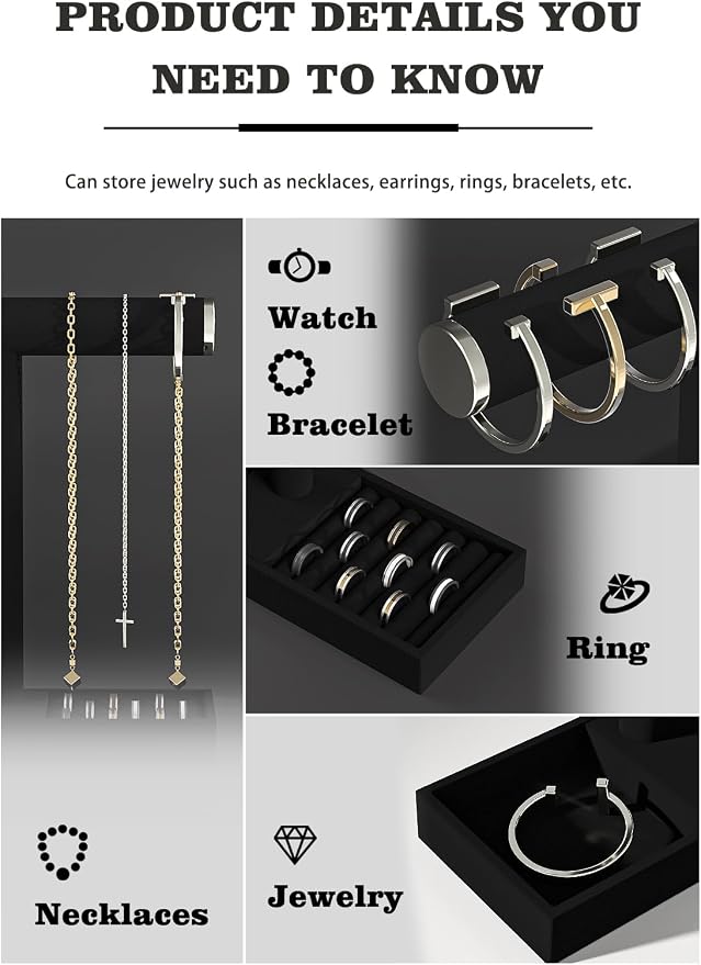 Bracelet and Necklace Holder, Velvet Jewelry Necklace Display Organizer Stand - Image 3
