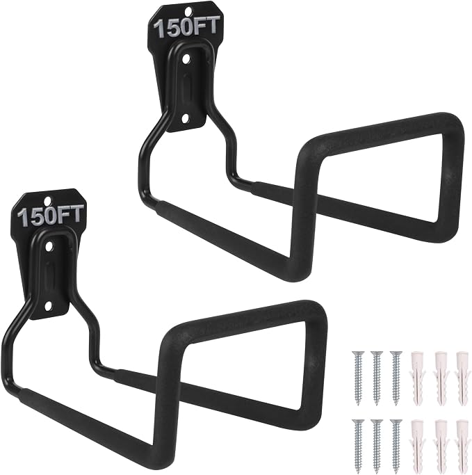 2pcs Heavy Duty Hose Hanger Garden Hose Storage Black Water Hose Holders by PeoMev