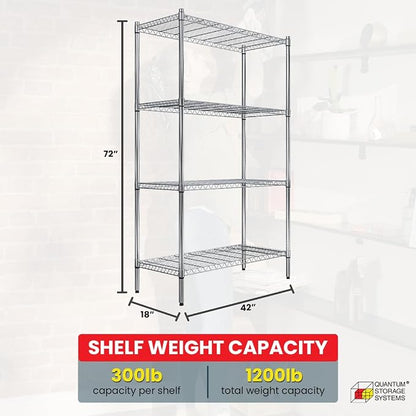 Quantum Storage Systems RWR72-1842LD Adjustable Wire Chrome 4 Shelves 72" H x - Image 3