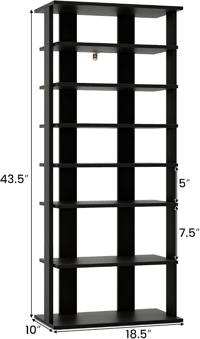 Tangkula 8-Tier Vertical Shoe Rack, Space-Saving Corner Shoe Organizer - Image 2