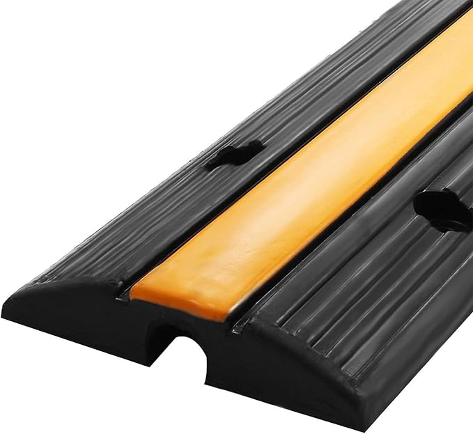 Reliancer 4 Pack 1-Channel Rubber Cable Protector Ramp Traffic Speed Bump - Image 8