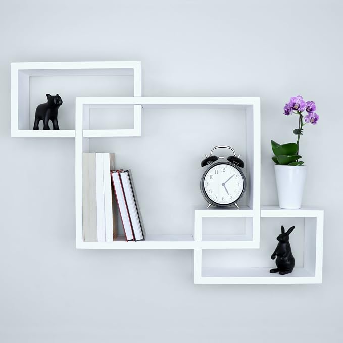 Ballucci Wooden Interweave Floating Wall Mounted Shelves, Horizontal and - Image 7