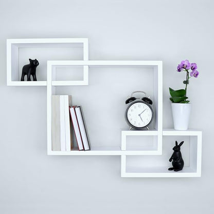 Ballucci Wooden Interweave Floating Wall Mounted Shelves, Horizontal and - Image 7