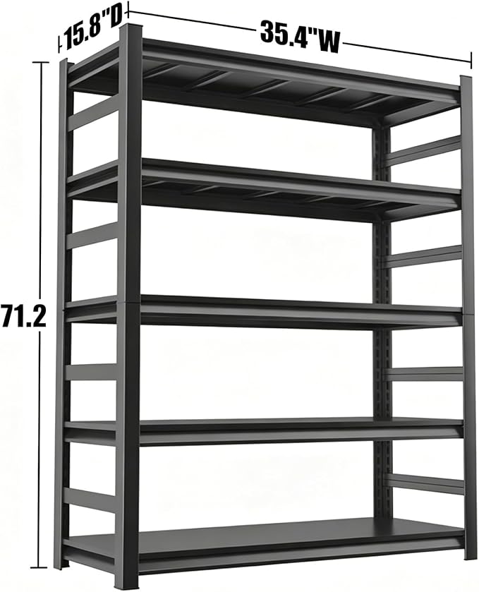 Metal Garage Shelving 5 Tier, Steel 16 Inch Deep Shelf, - Image 2