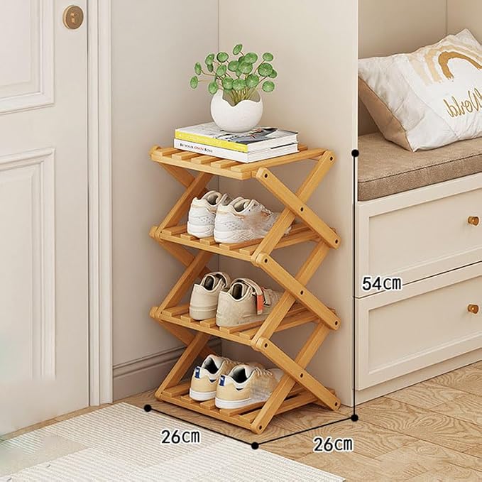 YYW Bamboo Shoe Rack for Entryway, Installation-Free and Foldable Vertical Shoe - Image 2