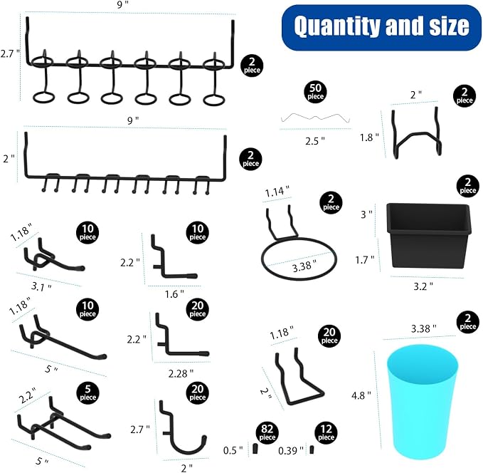 157 PCS Extra Thick Pegboard Hook Set, Metal Pegboard Accessory Organizer - Image 2